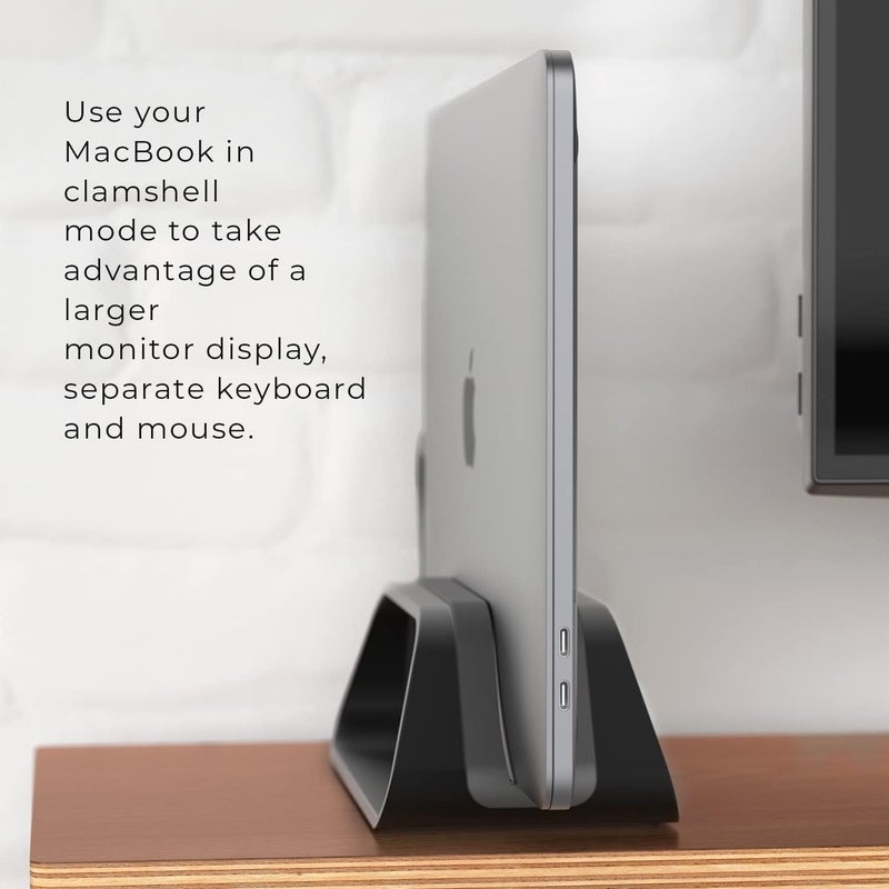 HumanCentric Vertical Laptop Stand Compatible with MacBook Pro and MacBook Air, Holder for Personal Computer Desk Stand, Aluminium, Exchangeable Inserts to Fit Different Device Models, Black - Image 5